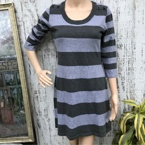 Women's/Jrs Pink Rose Grey Striped Sweater Dress L